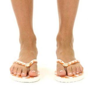 Tory Burch Wave Print Orange Groove FlipFlop size 6